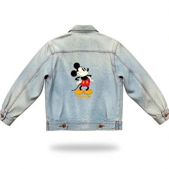 Vintage 90s Disney Mickey Mouse Denim Trucker Jacket Men’s S (Fits M) Almost New - Picture 1 of 10